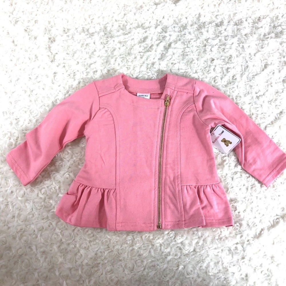 New Cuddle Bear Peach Side Zip Jacket Sz 6 Mos Inf